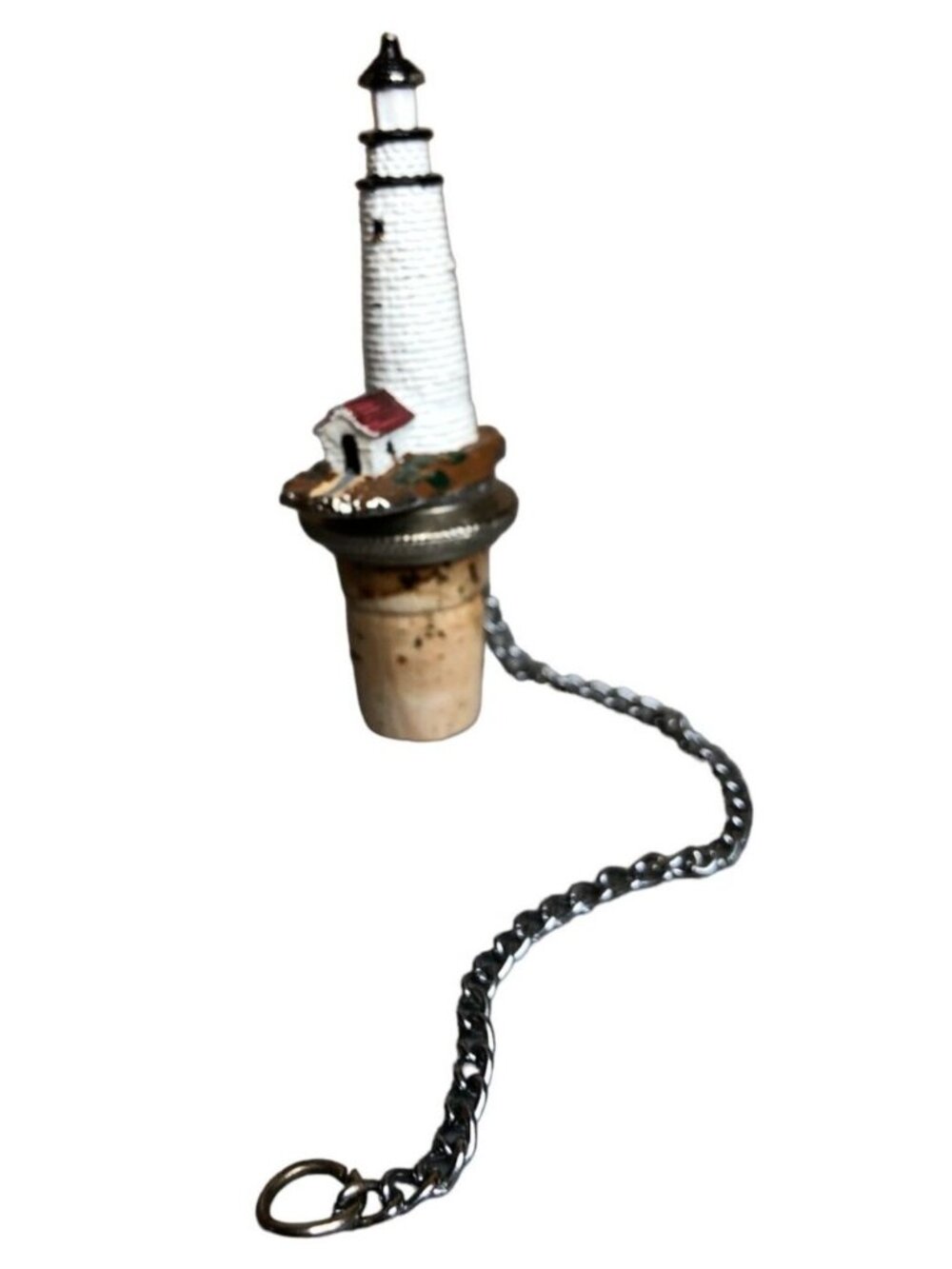 WTU Lighthouse Bottle Stopper Wine Liquor with Chain 3.75" Vintage Nautical Deco - Picture 4 of 10
